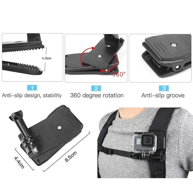 FF45.8 Action Cam tripod monopod Accessories Set Chest Head Strap Mount Kits for GoPro Hero