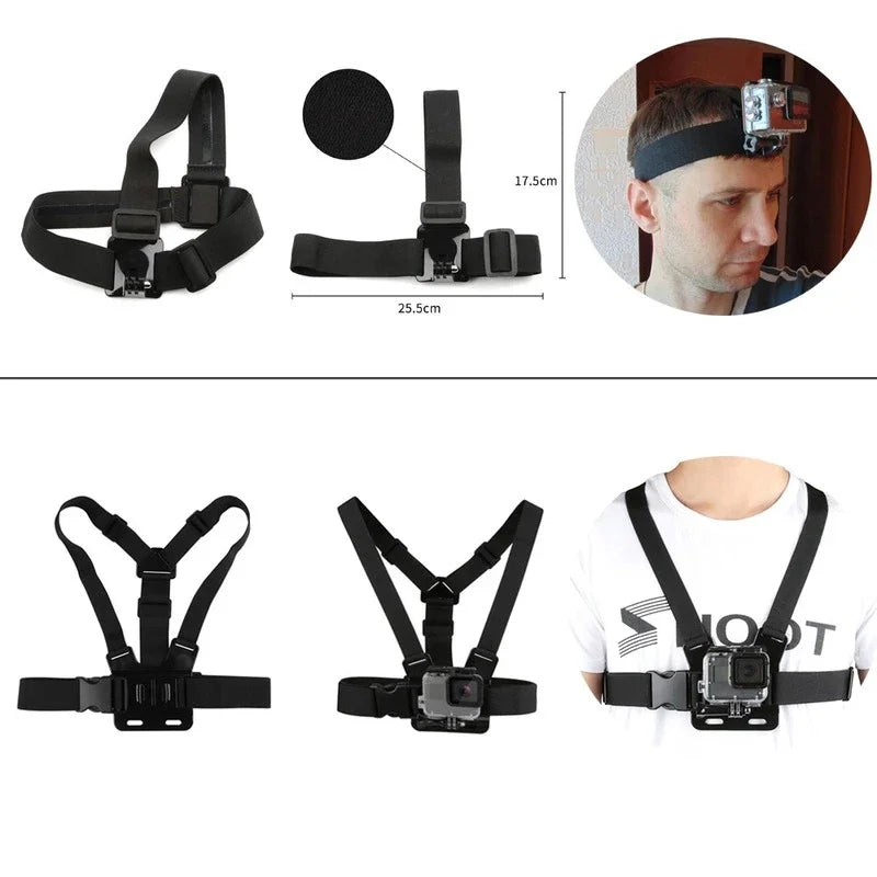 FF45.8 Action Cam tripod monopod Accessories Set Chest Head Strap Mount Kits for GoPro Hero