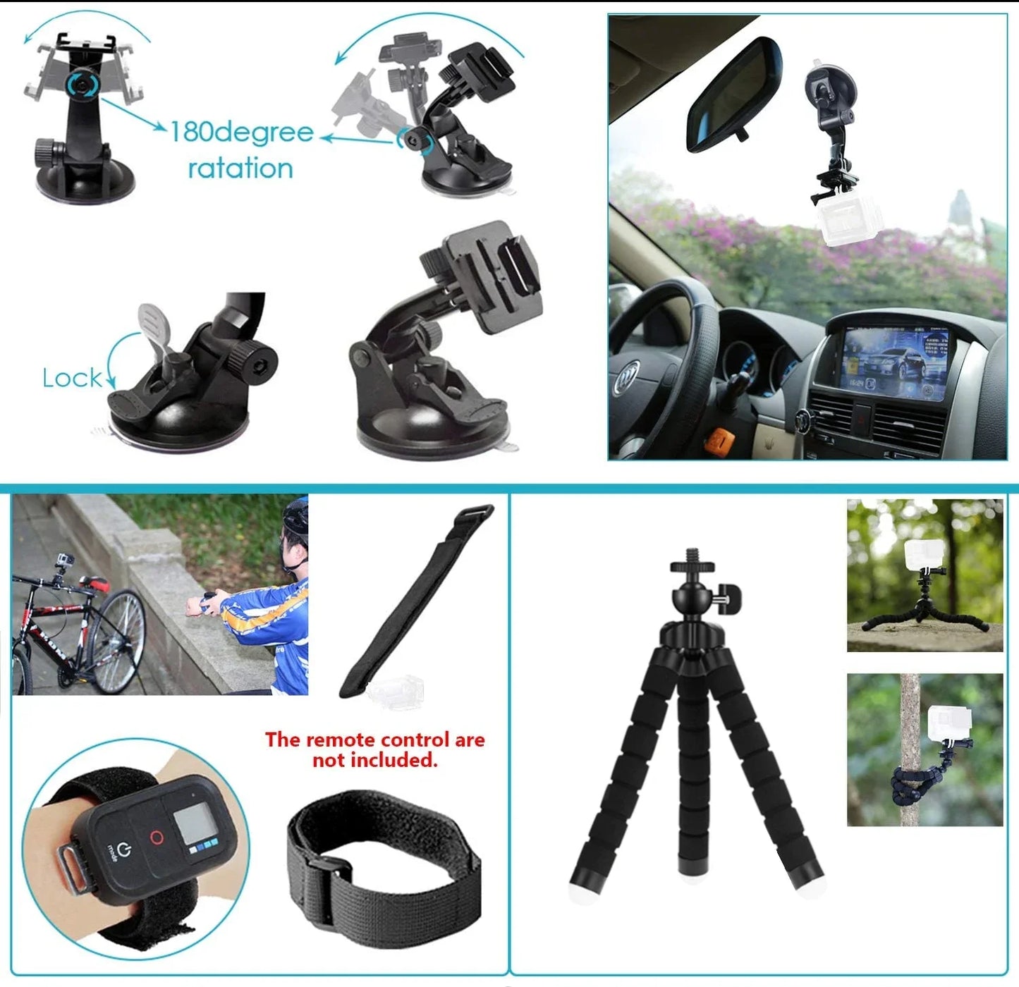 FF46.8 Action camera Accessories For Gopro Hero For Suction Cup For Glass Mount 4k Case Helmet