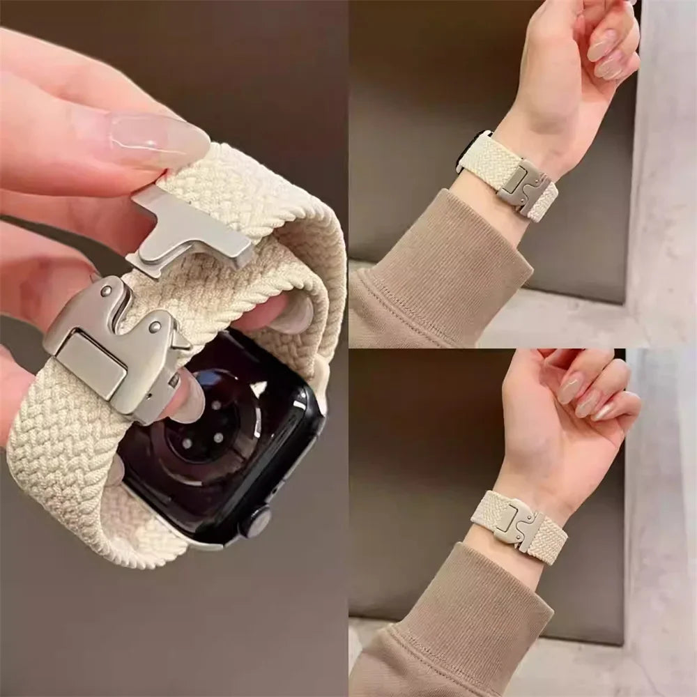 FF 13.8-15.8 Braided Solo Loop Strap For Apple watch Band 46mm 44mm 45mm 42mm 40mm 41mm Ultra 2 49mm Correa iwatch Series 10 9 8 7 6 SE 5 4