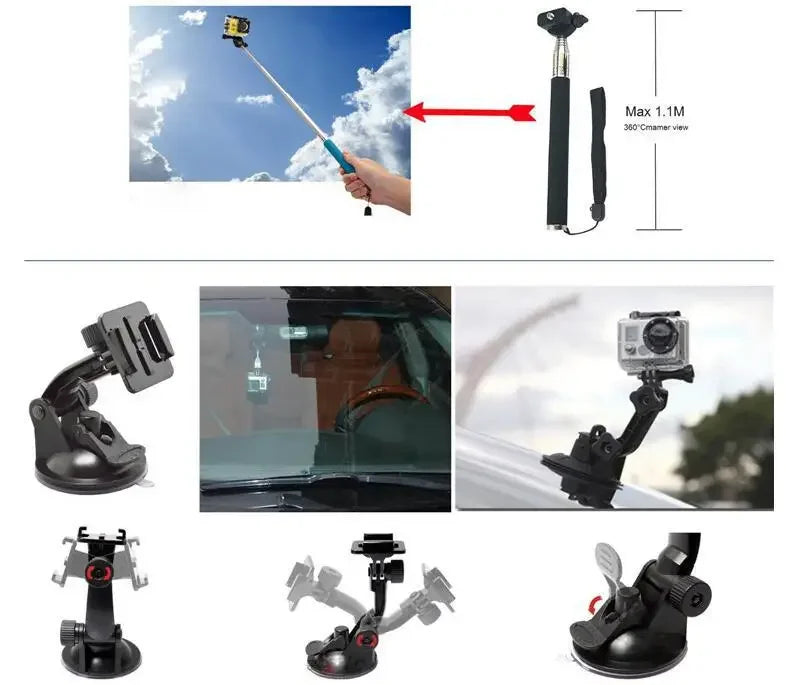 FF65.8 Chest Ram Mount Kit For Gopro Hero 9 8 7 6 5 for xiaomi yi 4K Tripod adapter bracket Action Camera Accessorie