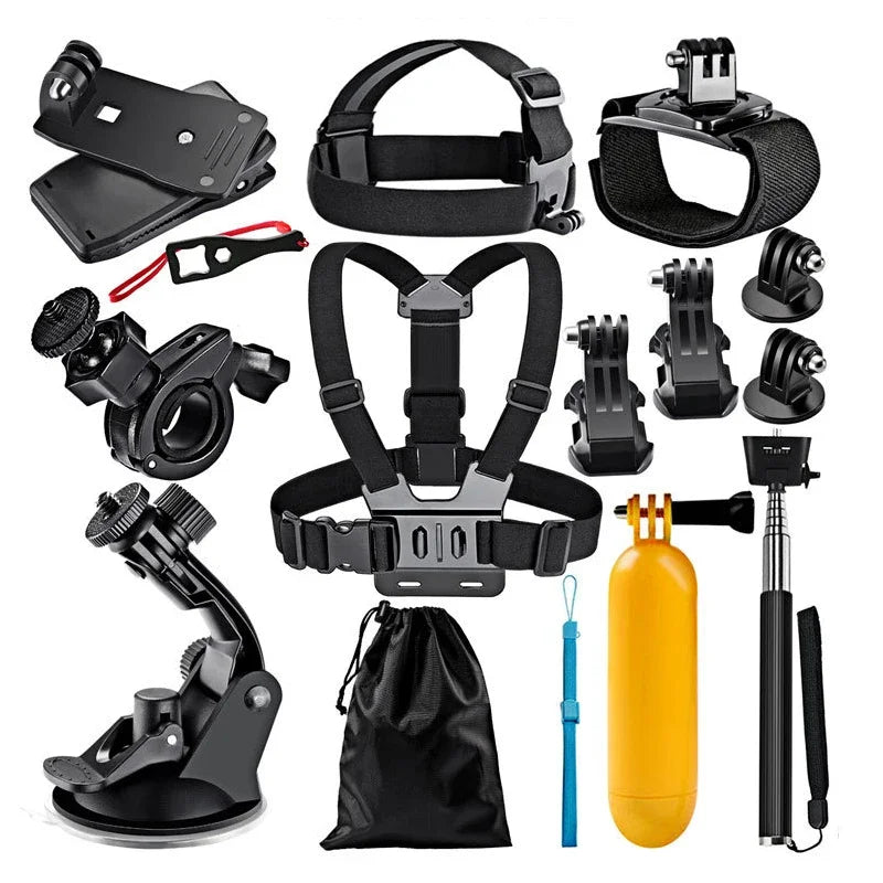 FF38.8 Chest strap head-mounted adapter selfie stick Set For GoPro Hero Black Mount Kit For Yi 4k For Sjcam Action Camera Accessories