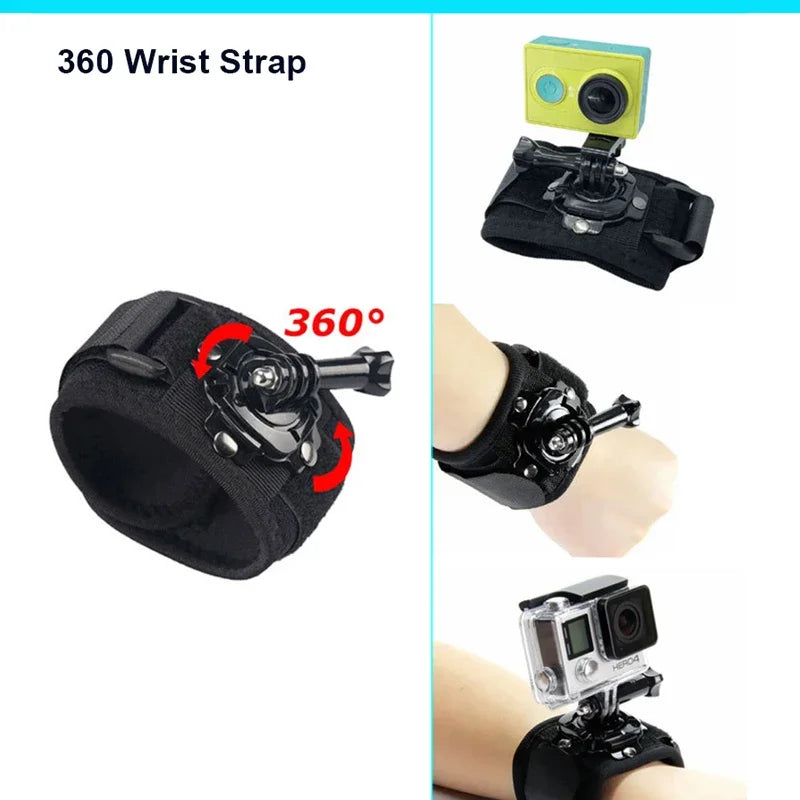 FF38.8 Chest strap head-mounted adapter selfie stick Set For GoPro Hero Black Mount Kit For Yi 4k For Sjcam Action Camera Accessories