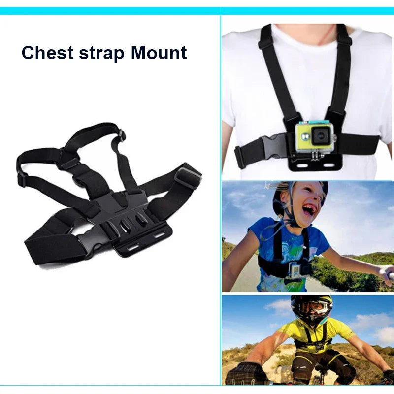 FF38.8 Chest strap head-mounted adapter selfie stick Set For GoPro Hero Black Mount Kit For Yi 4k For Sjcam Action Camera Accessories