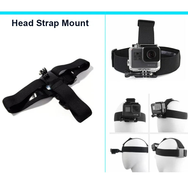 FF38.8 Chest strap head-mounted adapter selfie stick Set For GoPro Hero Black Mount Kit For Yi 4k For Sjcam Action Camera Accessories