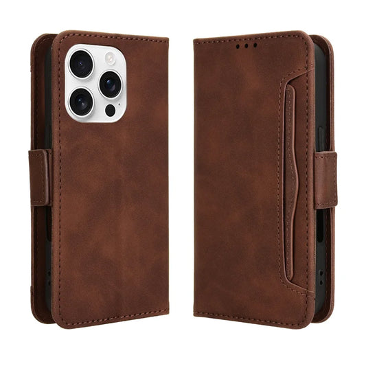 FF16.8-18.8 Leather Wallet Flip Type Multi-card Slot Leather Book Design Cover For iPhone 16 15 14 13 12 Pro Max Phone Case