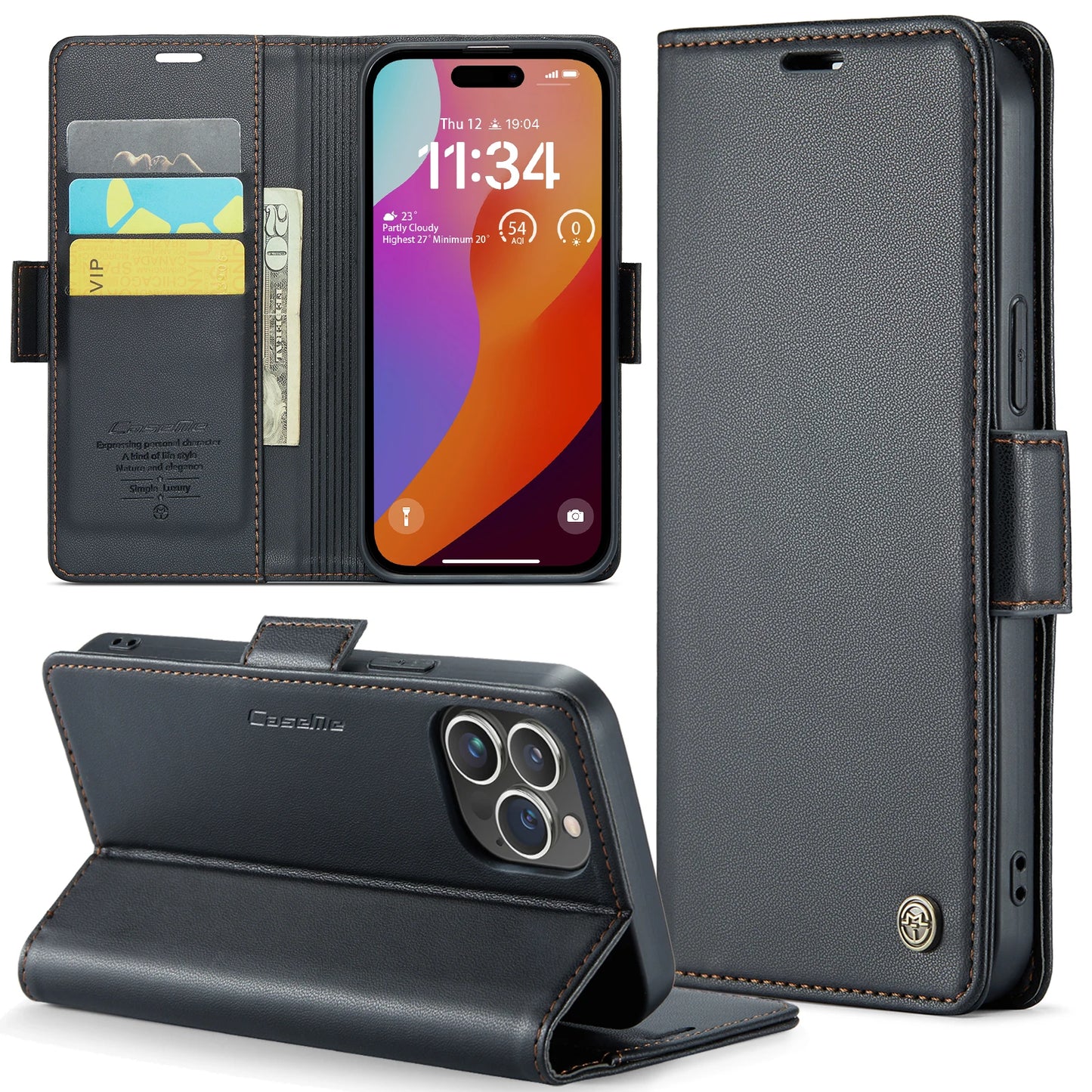 FF17.8 Card holder Wallet cover With Leather Phone Case For Iphone 16 15 14 13 12 11Pro Max Case Iphone