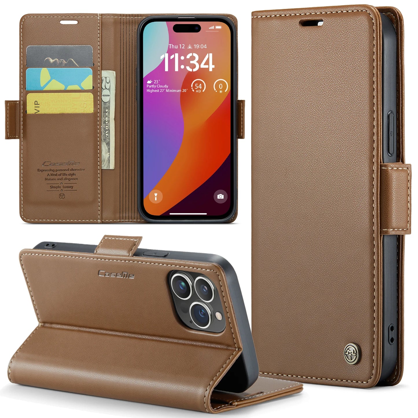 FF17.8 Card holder Wallet cover With Leather Phone Case For Iphone 16 15 14 13 12 11Pro Max Case Iphone