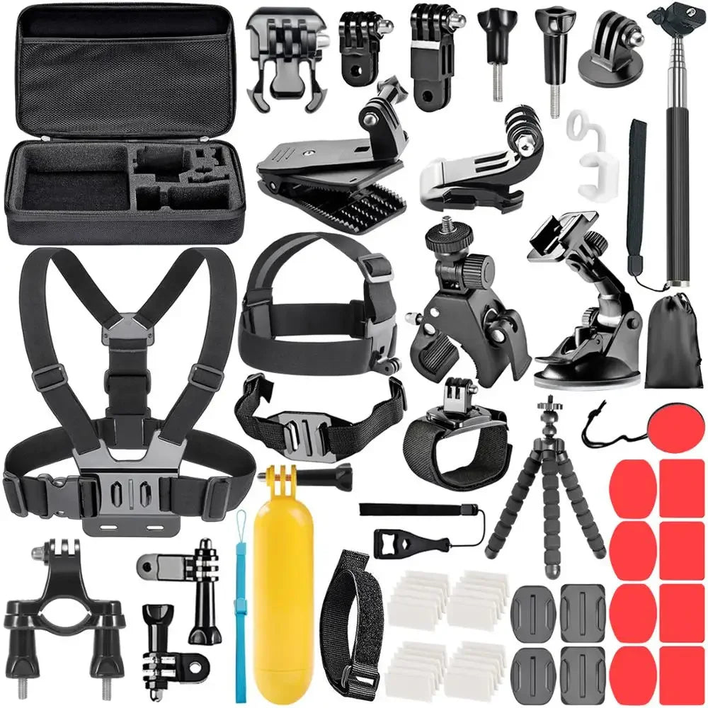 FF62.8 Kit for Gopro Hero Action Camera Installation Accessory Chest Strap Head Strap Monopod Tripod Adapter for SJCAM