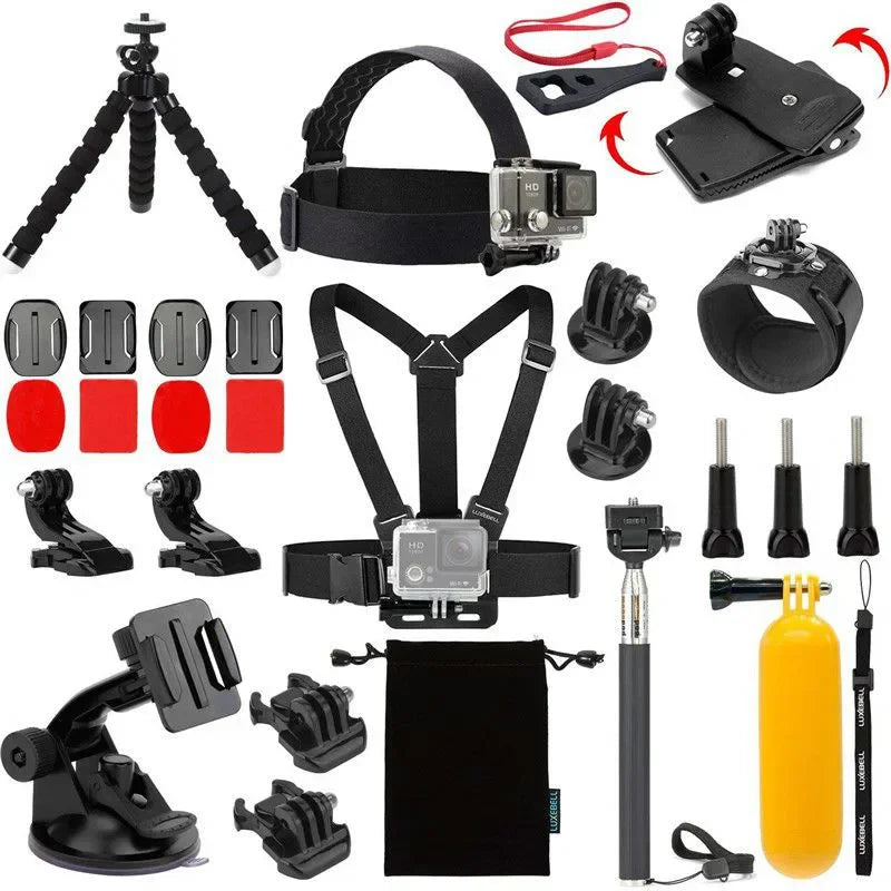 FF36.8 Kit for Gopro Hero Head Strap Wrist Strap Mount Selfie Stick for SJCAM Action Camera Accessories