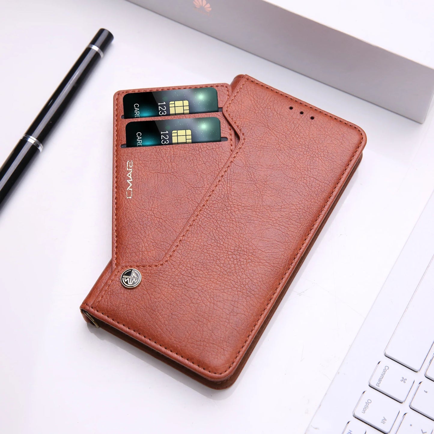 FF17.8-19.8 Luxury Leather Wallet Card Slot Holder Phone Case For iPhone 16 11 12 13 14 15 Pro Max