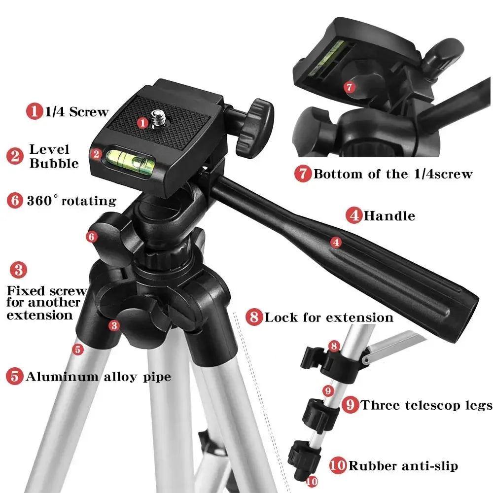 FF29.8 Multifunction Lightweight Tripod For iPhone For Gopro Compact Video Camera Travel Mobile Phone Stand Holder Tripode