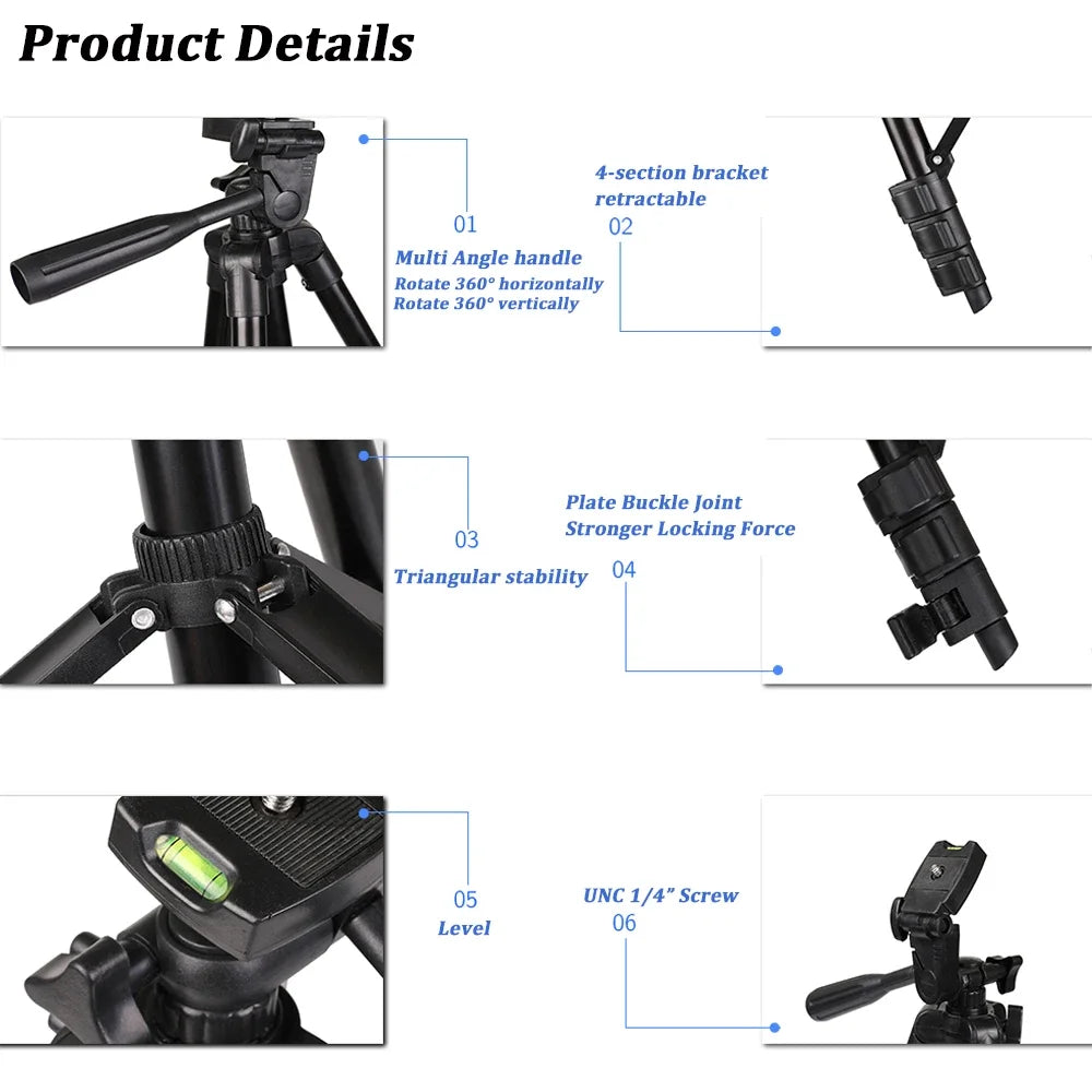 FF33.8 Multifunction Tripod For Mobile Tripod Camera Portable SLR Support Bluetooth Desktop Cam Stand Monopod Smartphone