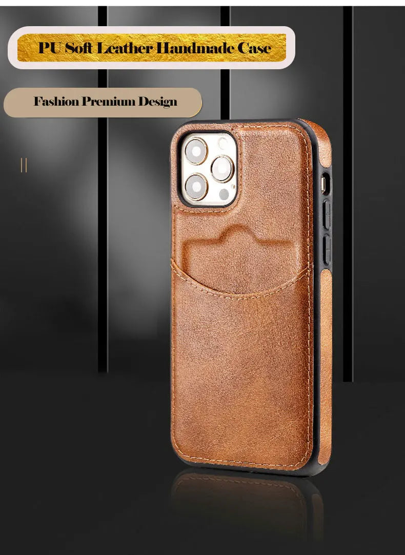 FF14.8-16.8 Fashion Wallet Credit Card Slot Back Cover For iPhone 12 13 14 15 16 Pro Max PU Leather Case