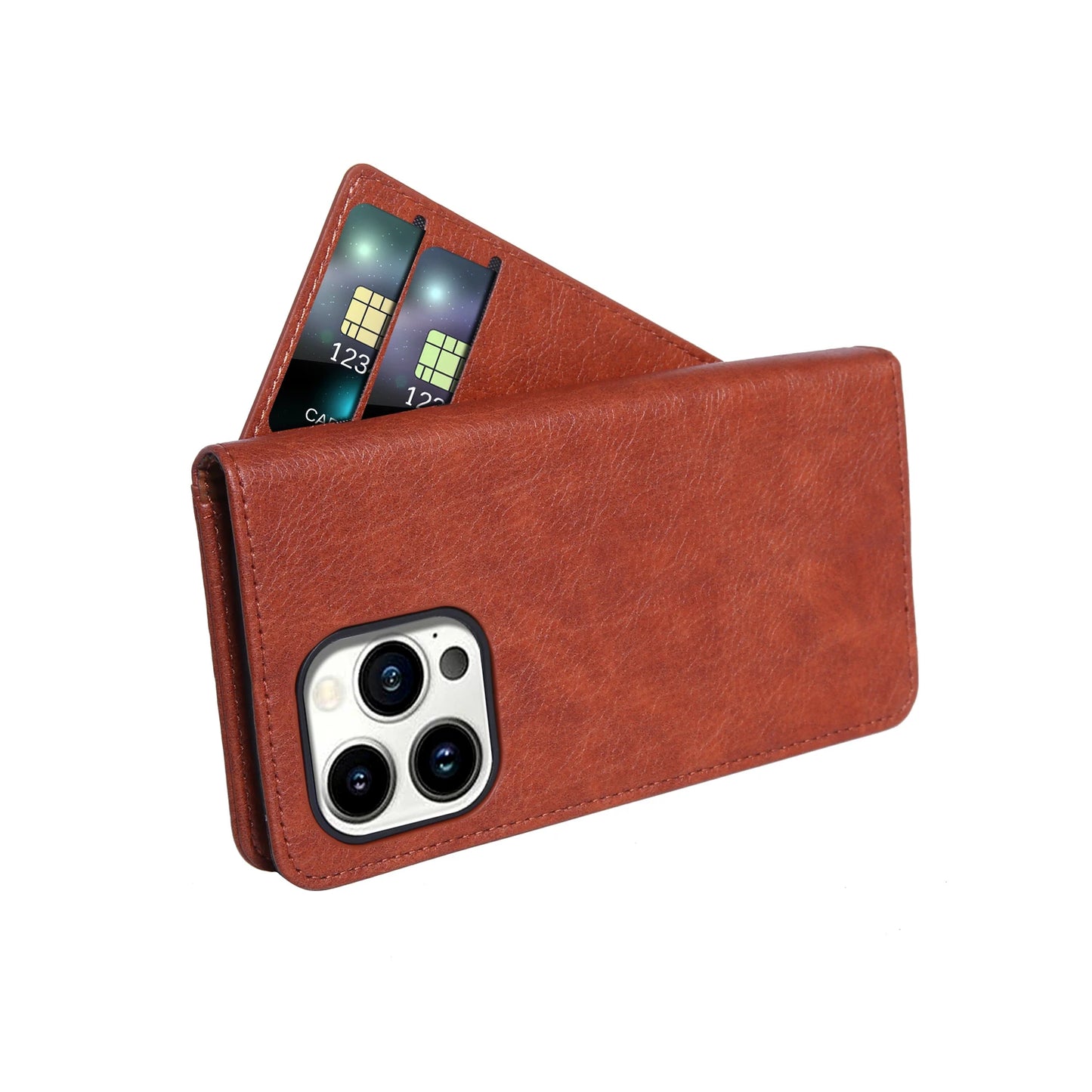 FF17.8-19.8 Luxury Leather Wallet Card Slot Holder Phone Case For iPhone 16 11 12 13 14 15 Pro Max