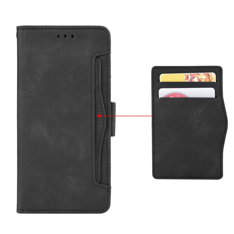 FF16.8-18.8 Leather Wallet Flip Type Multi-card Slot Leather Book Design Cover For iPhone 16 15 14 13 12 Pro Max Phone Case