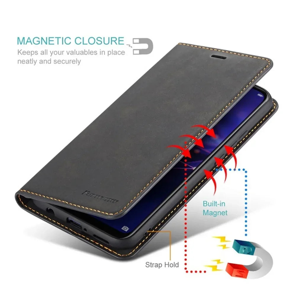 FF15.8 Ultra Thin Leather Case for iPhone 13 12 11 14 15 16 Pro Max Suede Magnetic Flip Cover Phone Wallet
