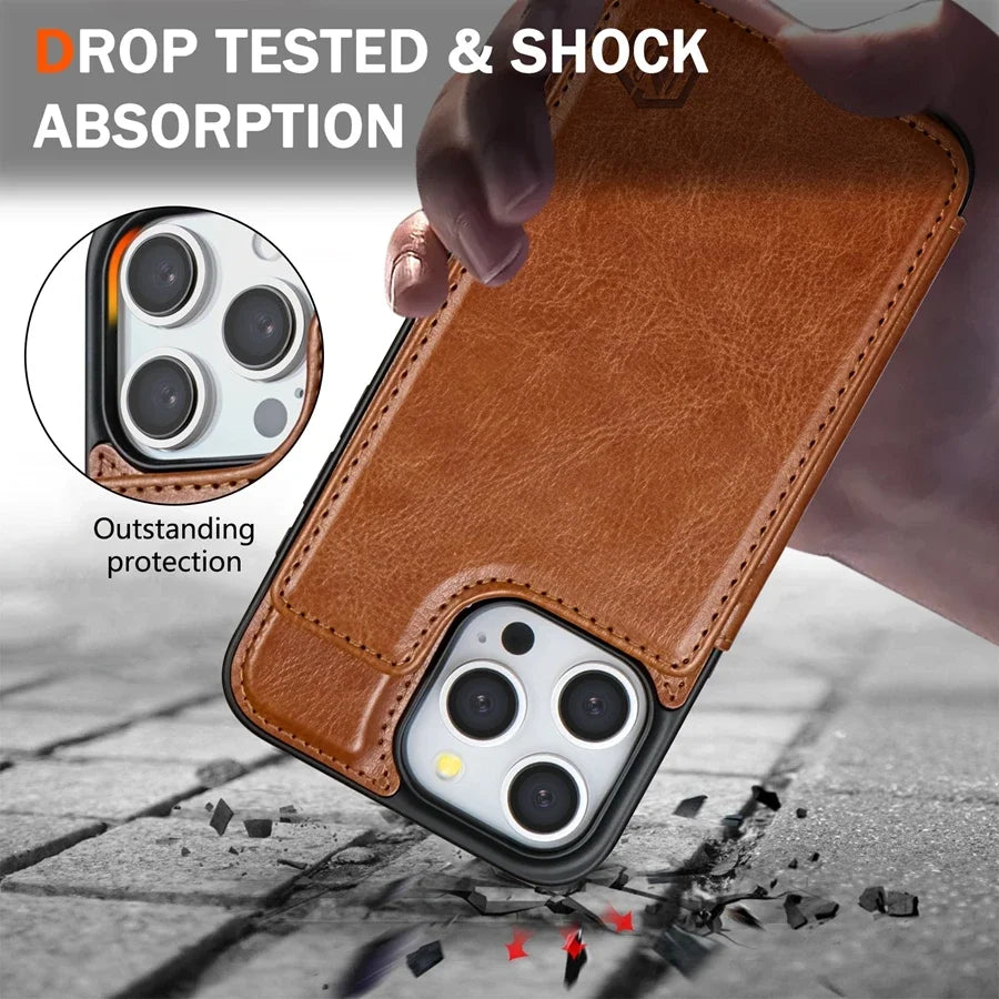 FF13.8-15.8 Wallet RFID Blocking Layer Protect Anti-Theft Magnetic Leather Case For iPhone 16 15 14 13 Pro Max