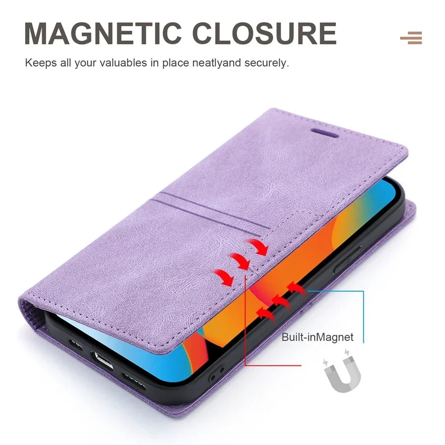 FF18.8 Wallet Skin Friendly Magnetic Flip With Card Slot Leather Case For iPhone 16 Pro Max 15 14 13